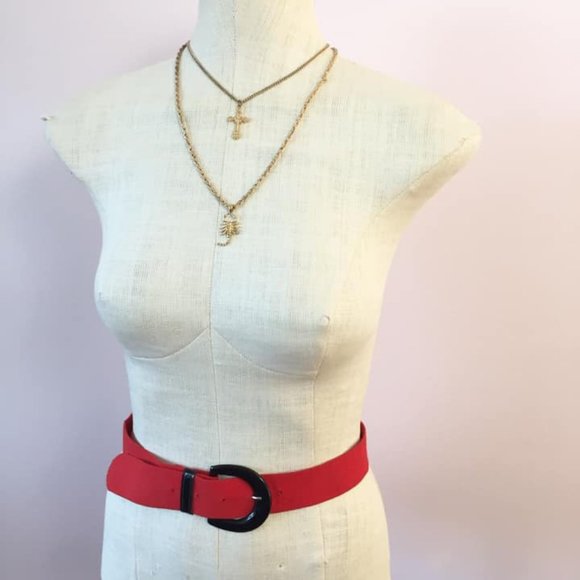 Vintage red belt, black patent buckle (XS-S) - Picture 7 of 7